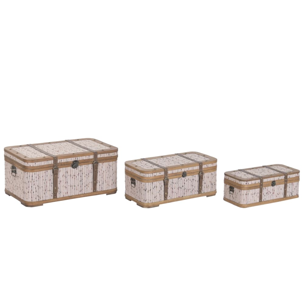 Ensemble de 3 malles en bois et polyester multicolore