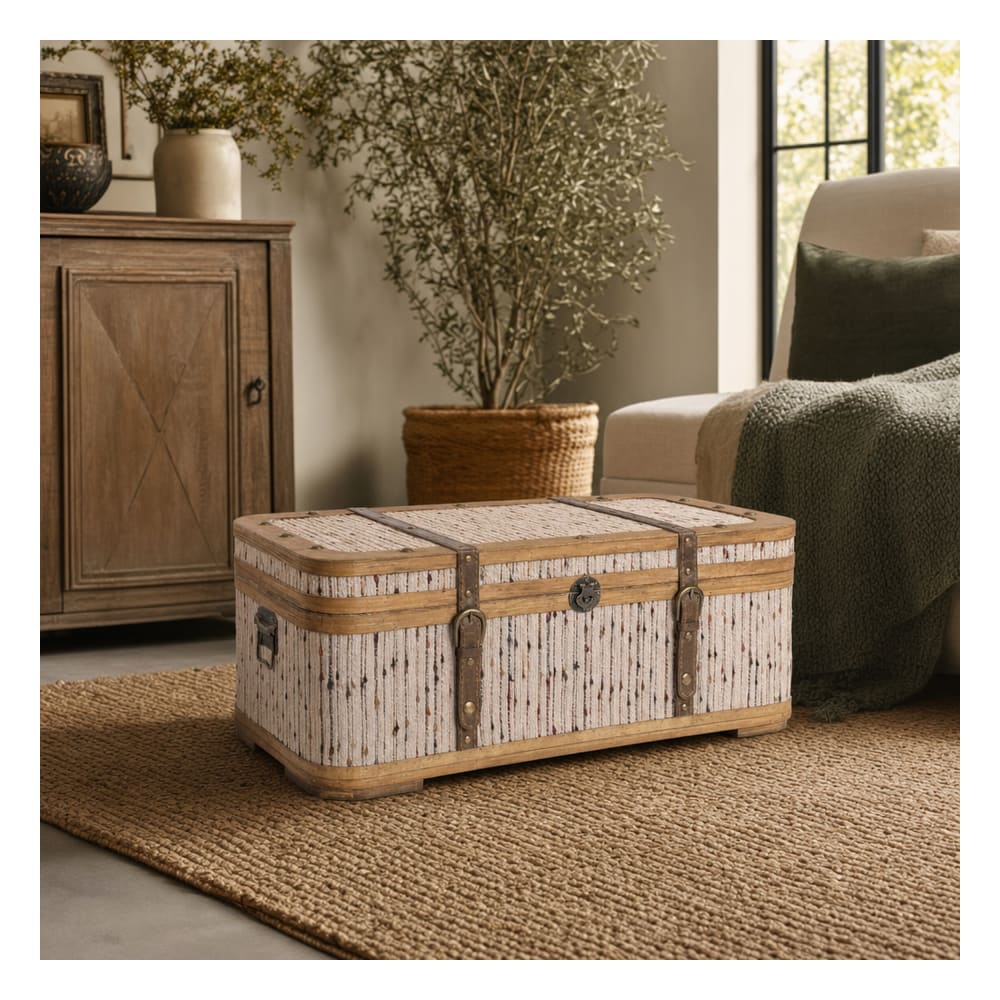 Ensemble de 3 malles en bois et polyester multicolore