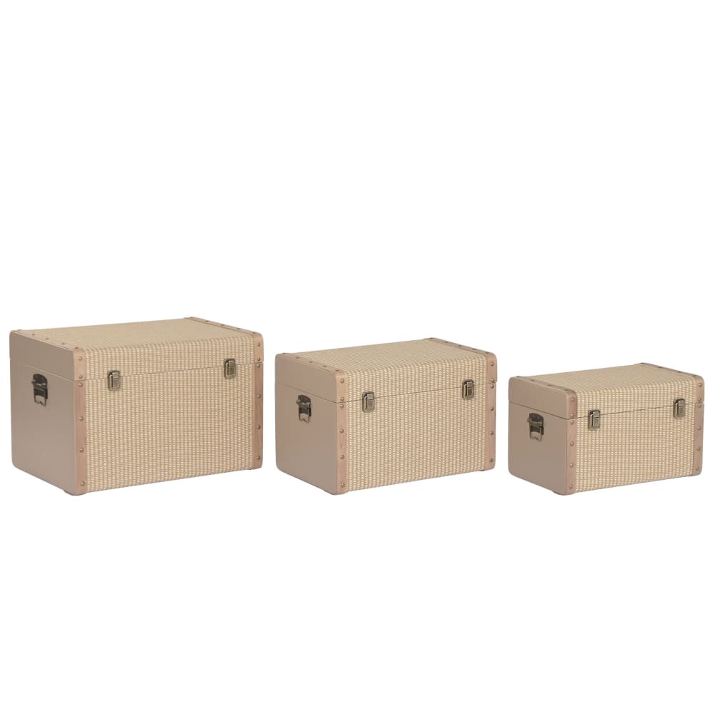 Ensemble de 3 malles en bois marron