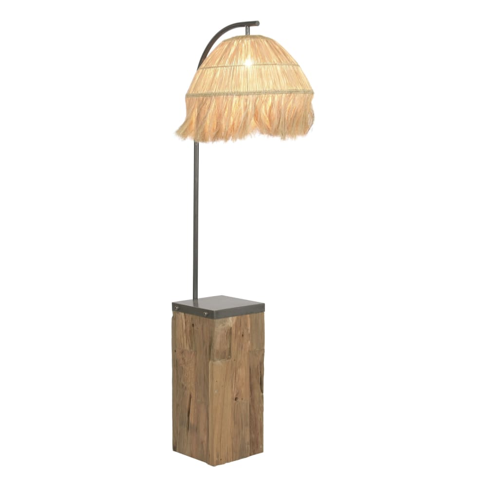Lampadaire fait main en teck et fer marron 57x55x160 cm — vue 4