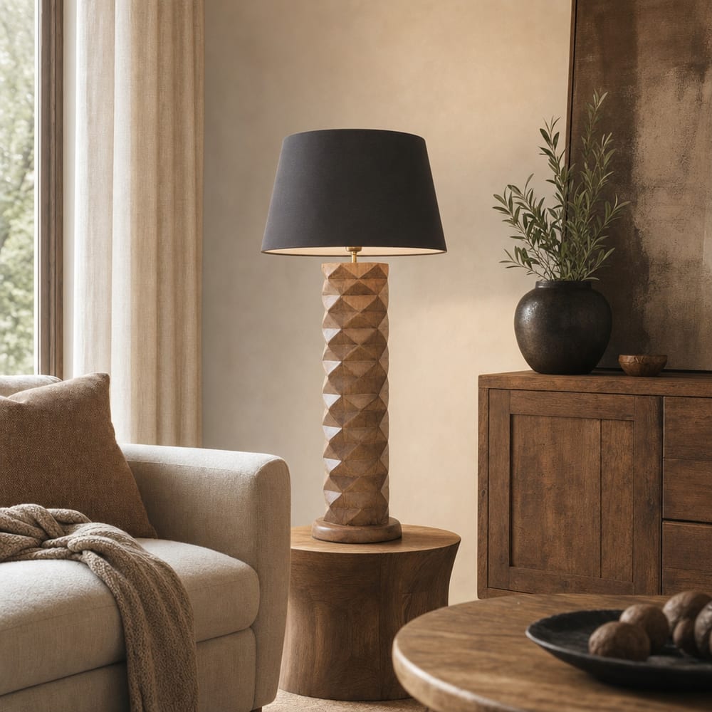 Lampe en bois marron 42x42x84 cm