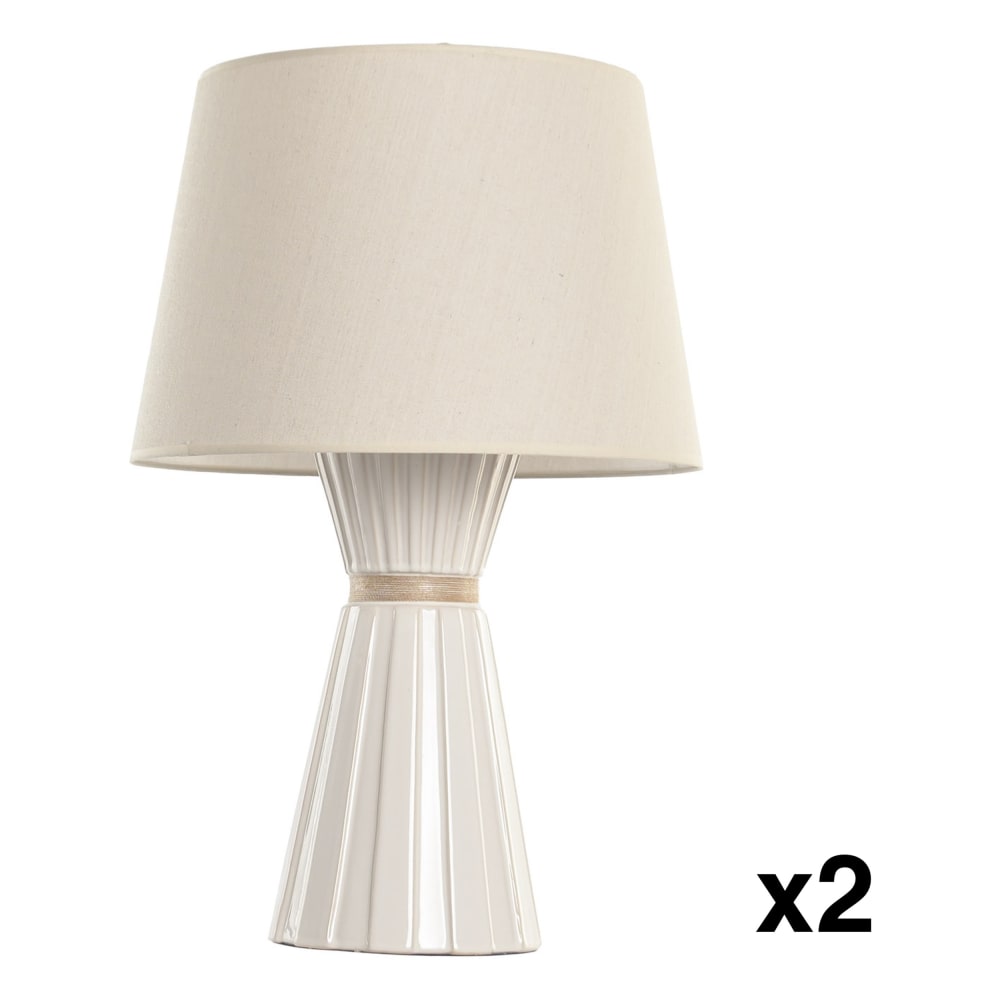 Lot 2 lampes en porcelaine blanc 42x42x66 cm