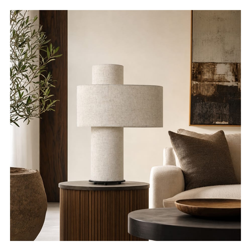 Lampe en coton beige 40x23x60 cm — vue 3