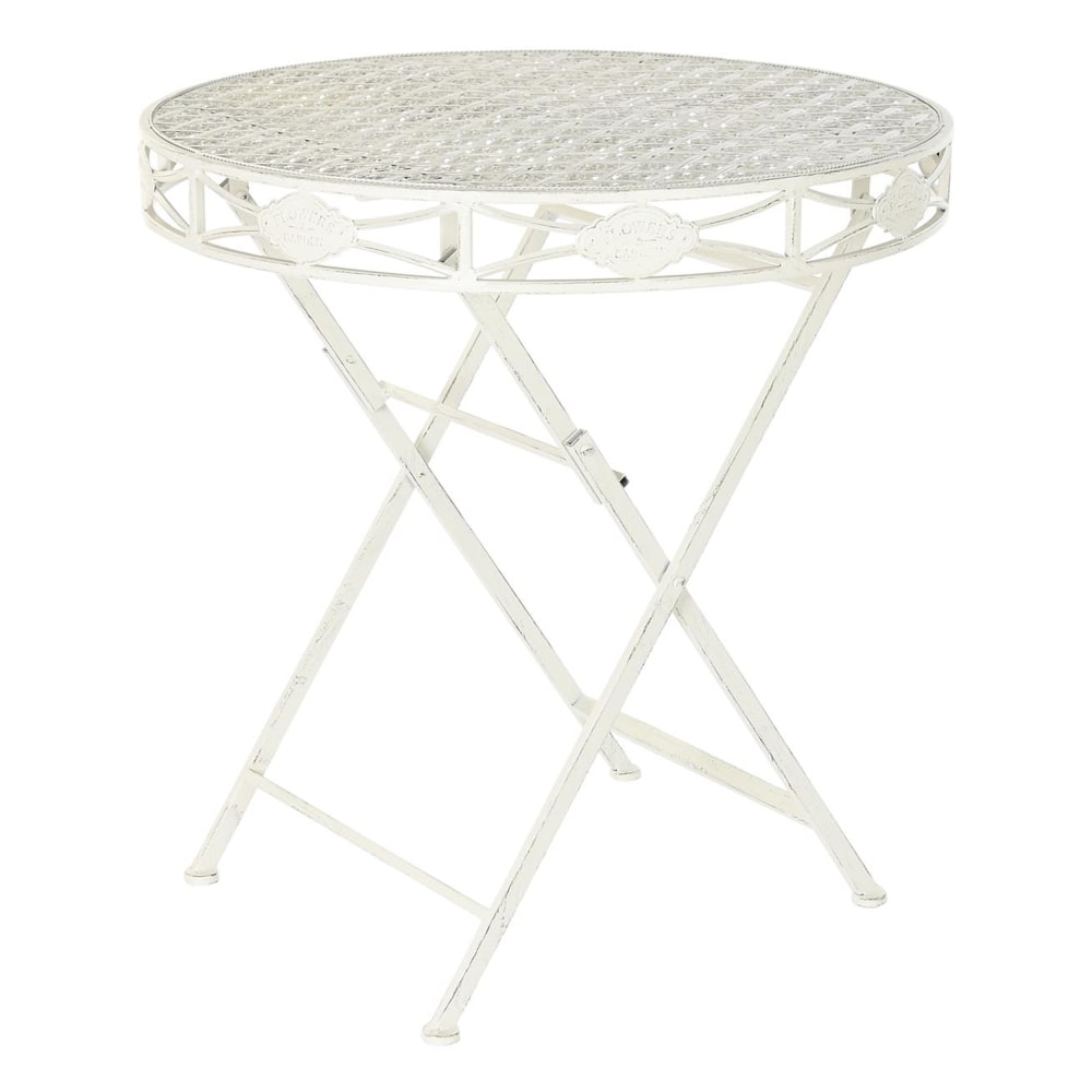 Table ronde pliable en acier blanc 70x70x73 cm