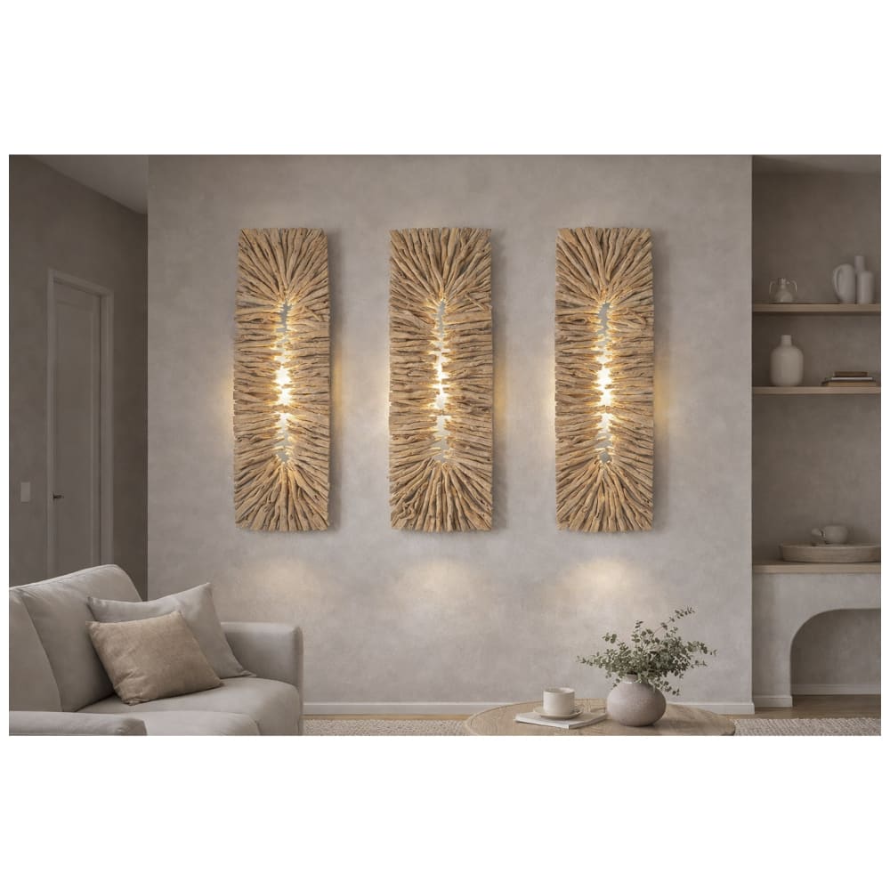 Applique murale fait main en teck marron 50x10x130 cm