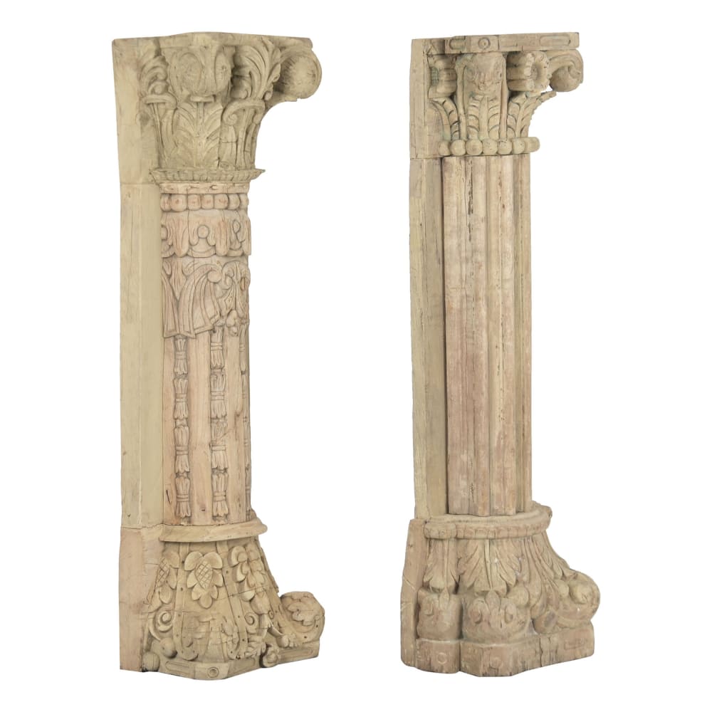 Demi colonne en teck marron 35x25x125 cm — vue 4