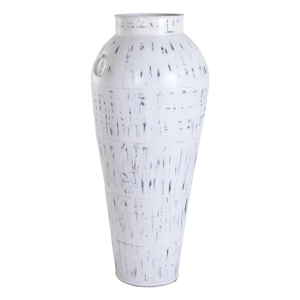 Amphore en acier blanc 57x57x139 cm