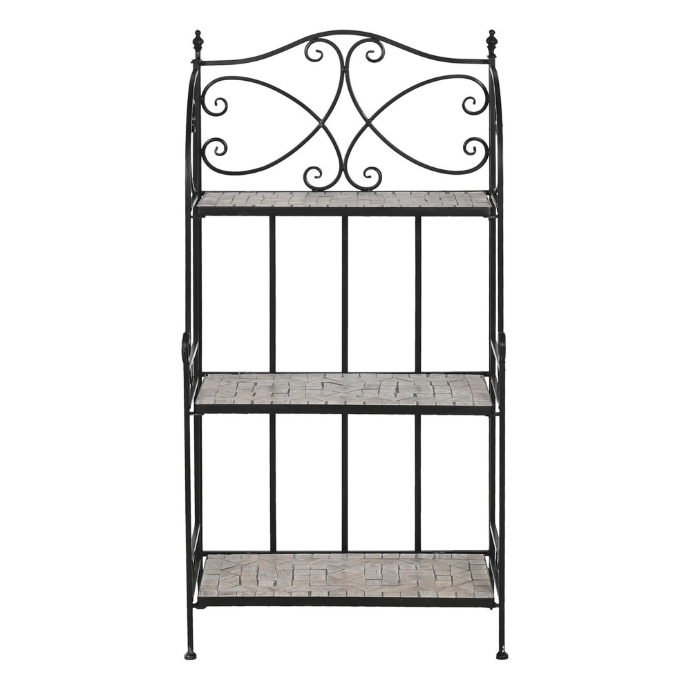 Étagère en fer forgé et céramique mosaïque multicolore 58x31x117 cm