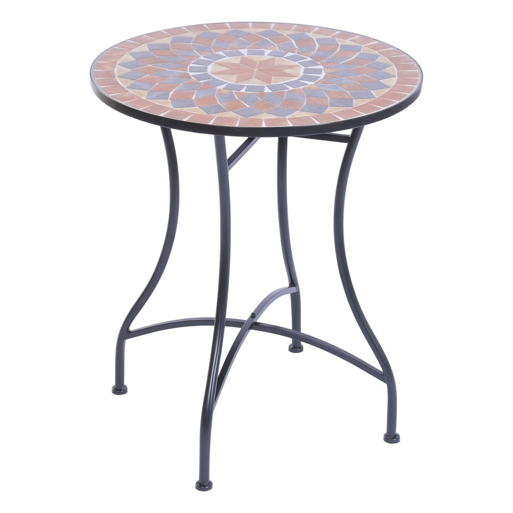 Table en acier et céramique mosaïque multicolore 60x60x72 cm