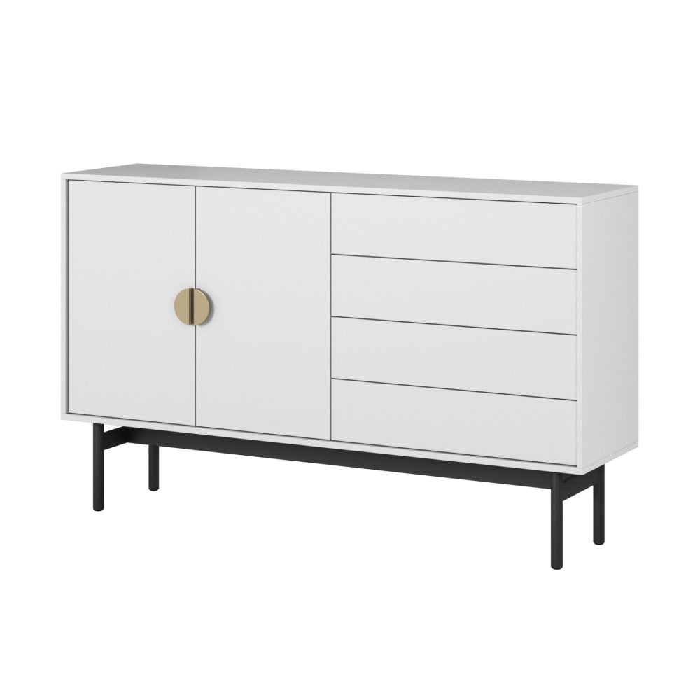 Buffet 2 portes et 4 tiroirs blanc 154 cm