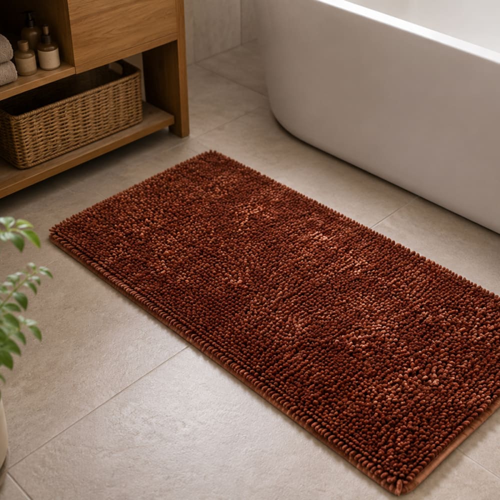 Tapis de bain chenille fil argenté antidérapant moelleux 60x120cm — vue 3