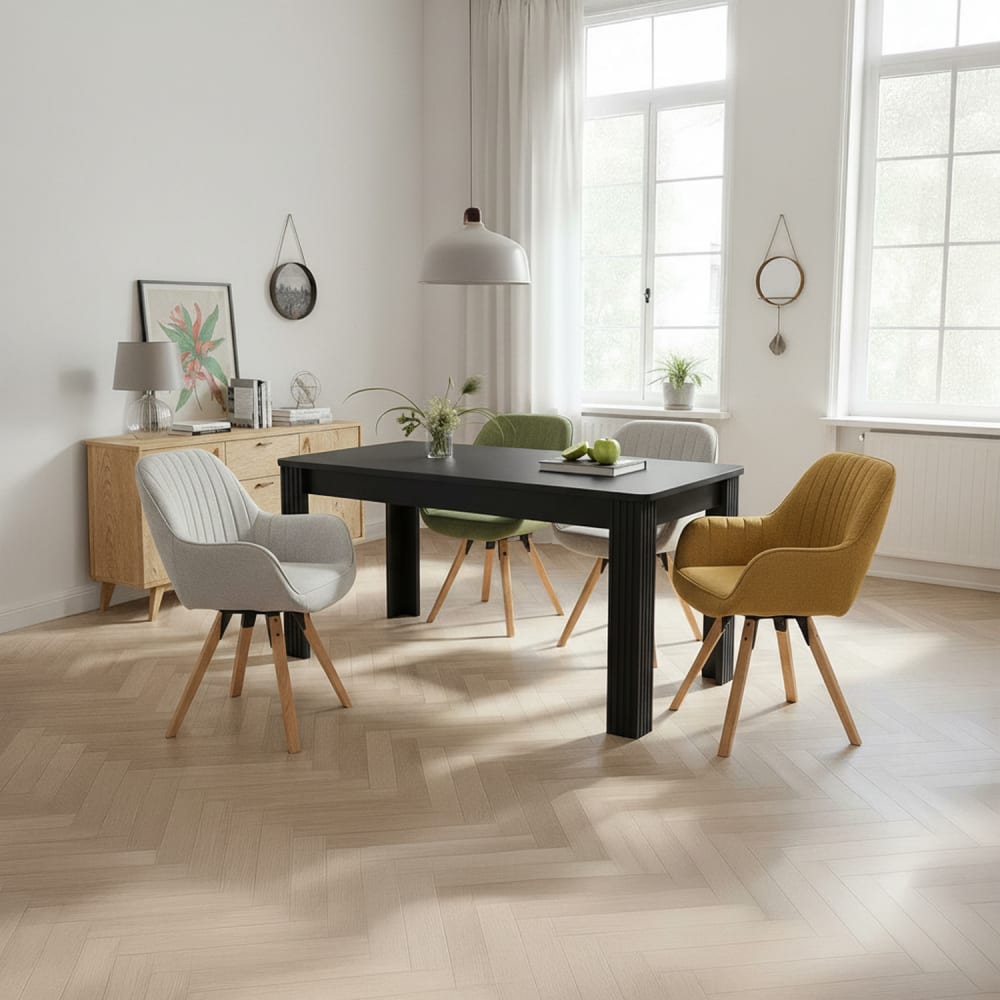 Rechteckiger Esstisch, 4–6 Pers., 116x65x75 cm, schwarz - Maisons