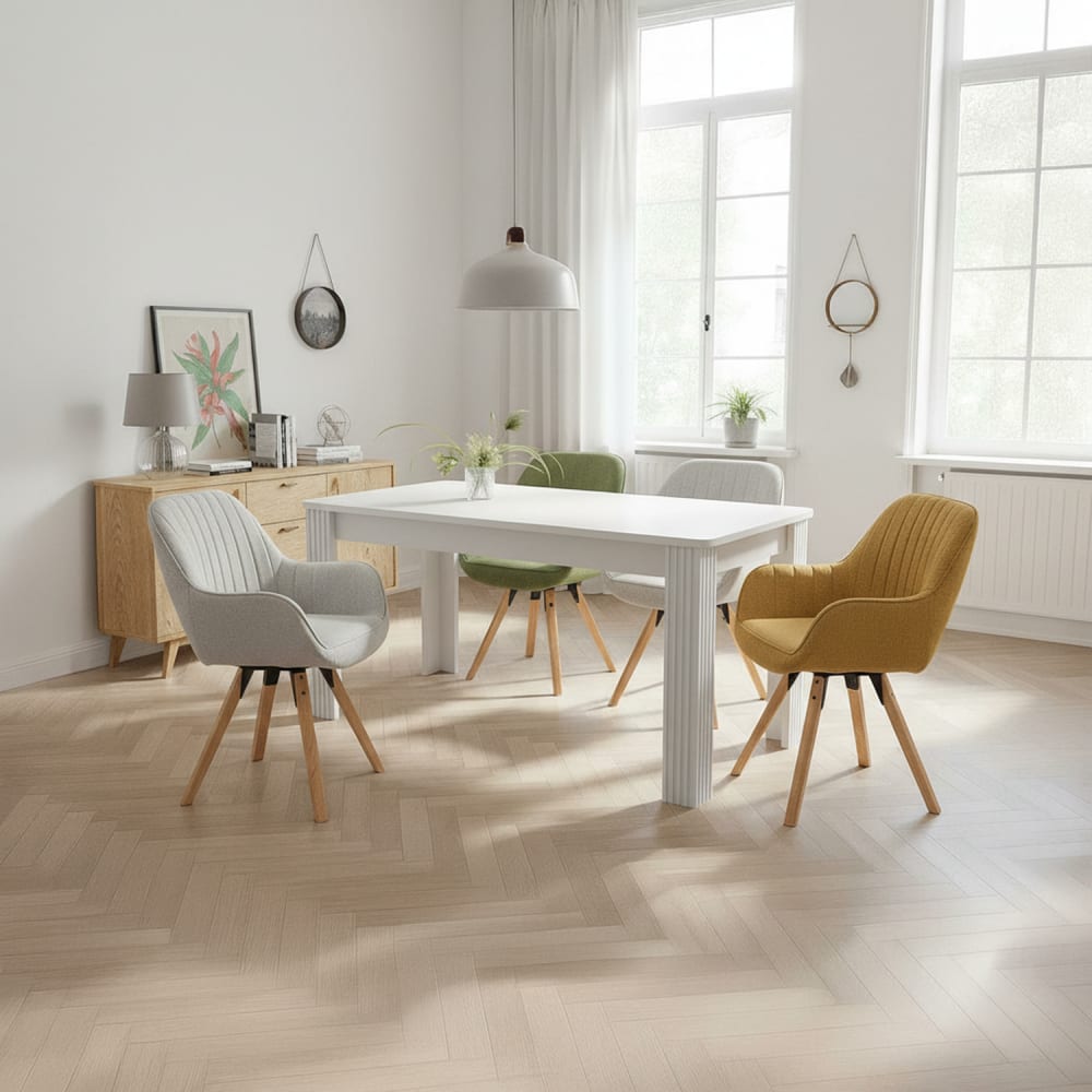 Table salle à manger rectangulaire, 4–6 pers., 116x65x75 cm, blanc