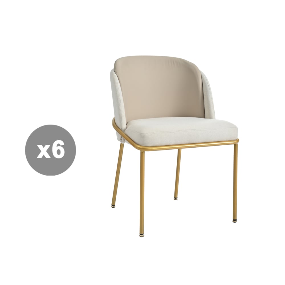 Lot de 6 chaises avec dossier et assise épais, pieds métal chromé Lot de 6 chaises avec dossier et assise épais, pieds métal chromé