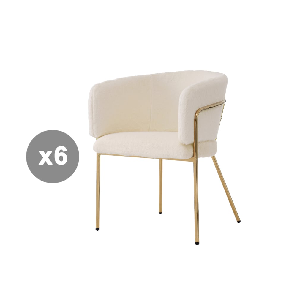 Lot 6 chaises salle à manger fourrure, rembourrées, beige Lot 6 chaises salle à manger fourrure, rembourrées, beige