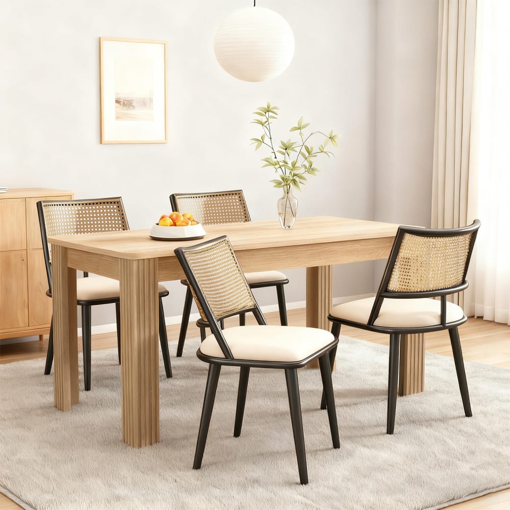 4er-Set Esszimmerstühle mit Rattan-Rückenlehne - Maisons Du Monde