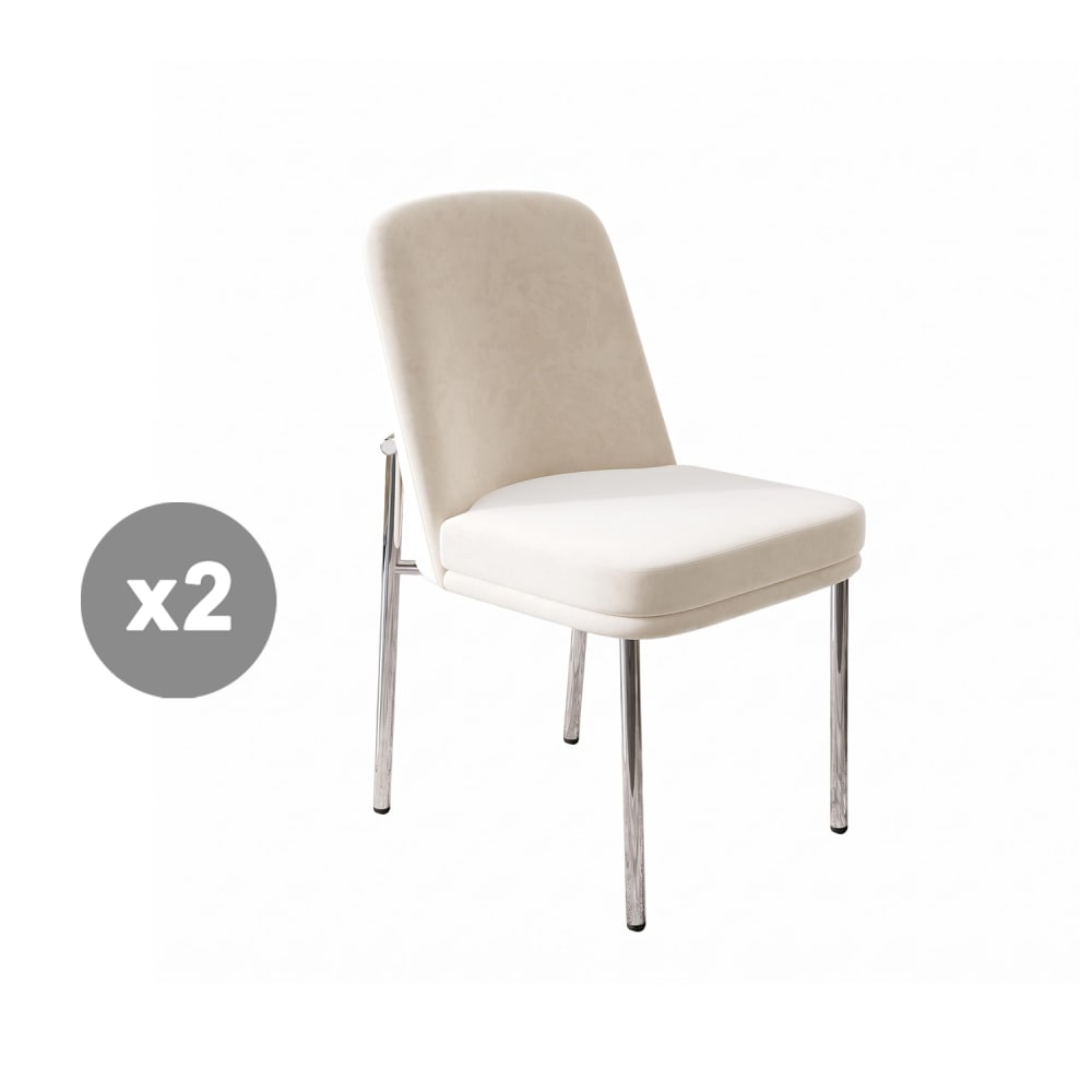 Meubles Cosy 2er-Set Esszimmerstühle Velours gepolstert, beige style modern - Samt