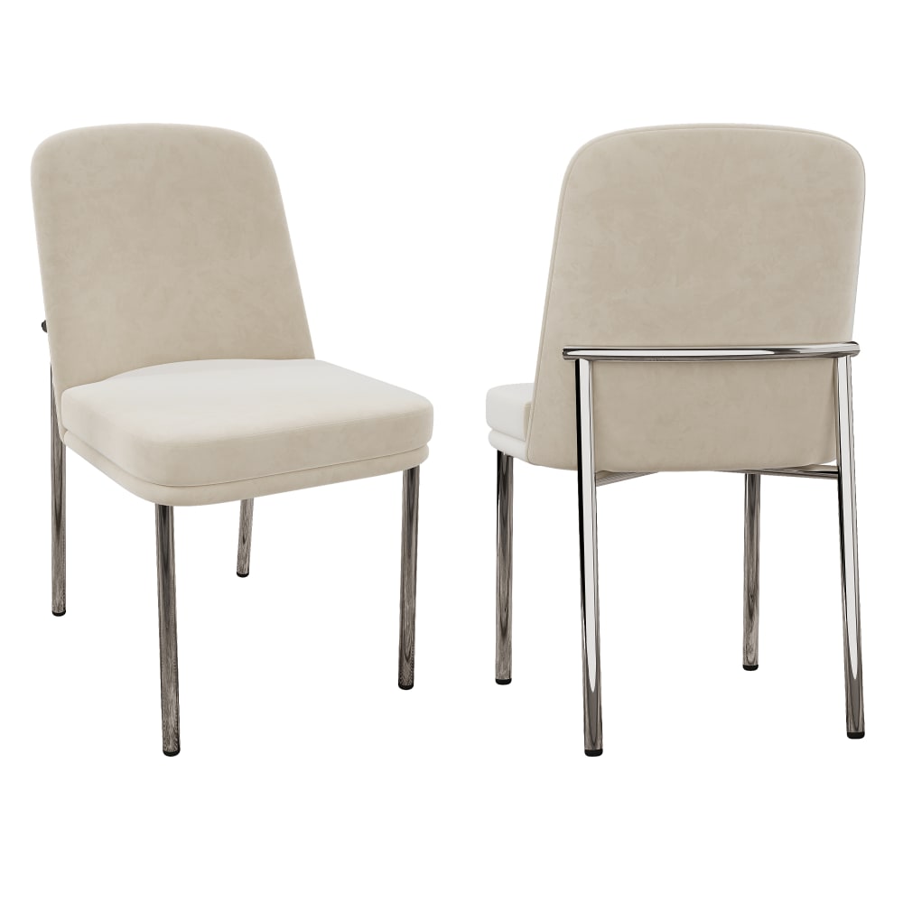 2er-Set Esszimmerstühle Velours gepolstert, beige - Maisons Du