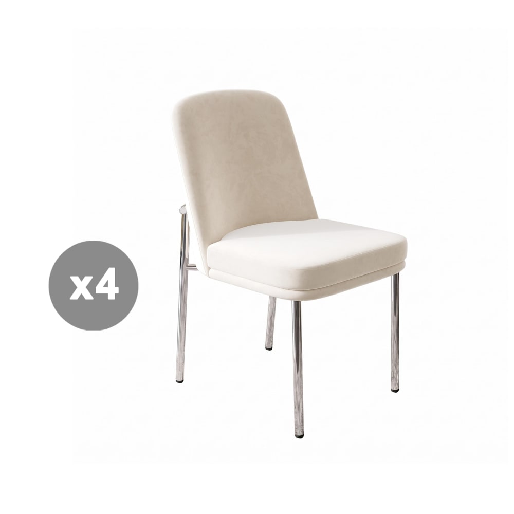 Meubles Cosy 4er-Set Esszimmerstühle Velours gepolstert, beige style modern - Samt