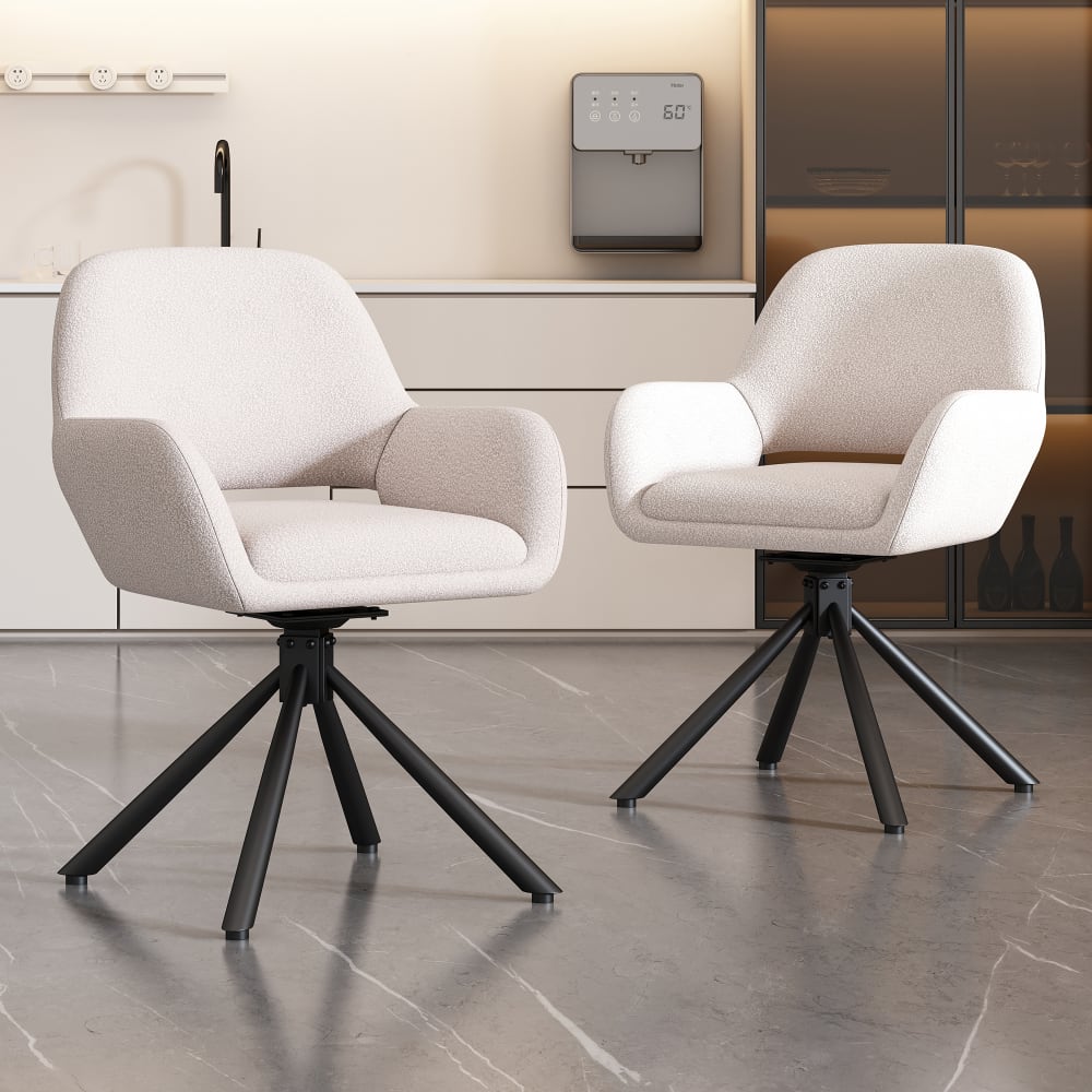 2er-Set 360°-Drehstühle mit Massivholzbeinen, braun - Maisons Du