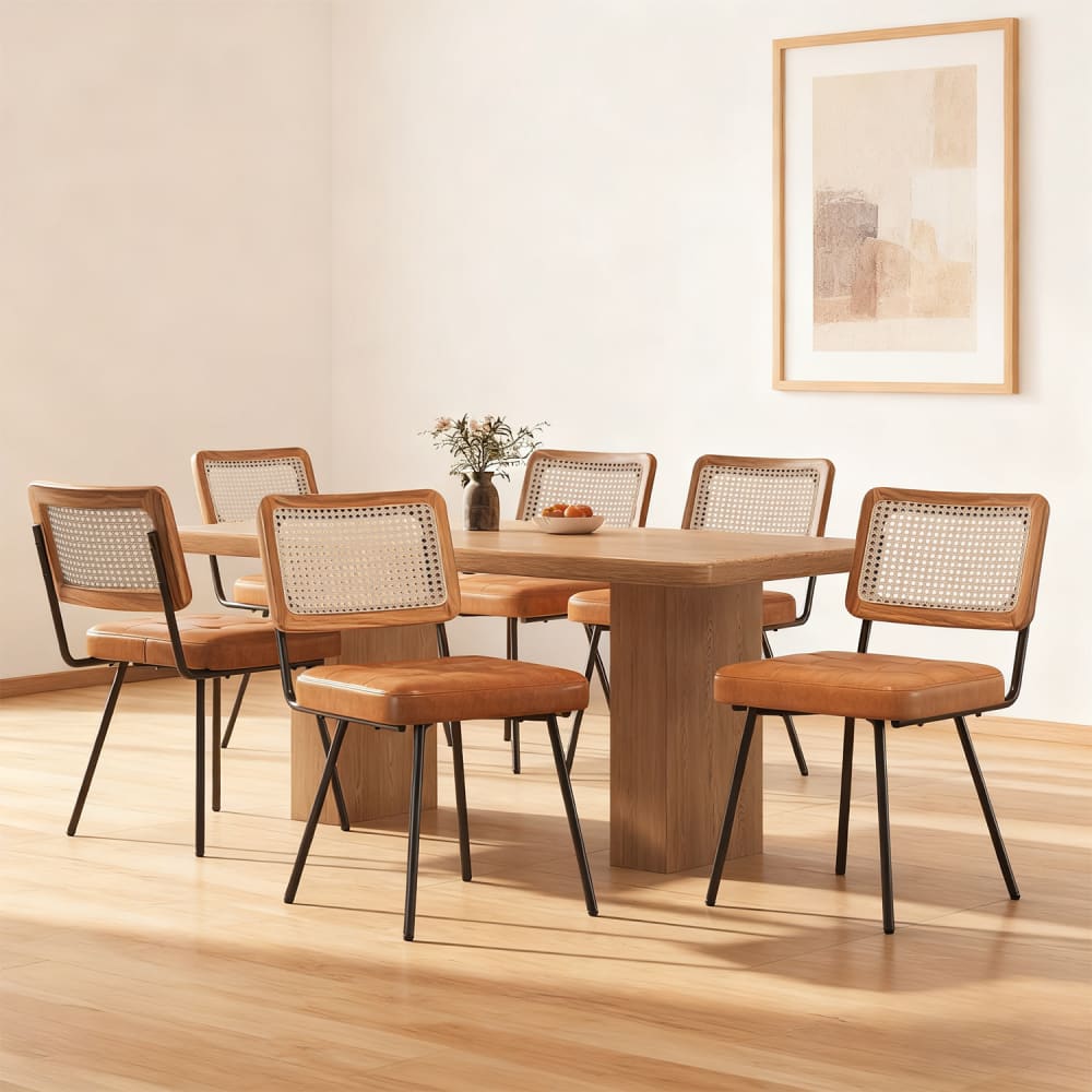 Lot de 2 chaises de salle à manger avec dossier en rotin