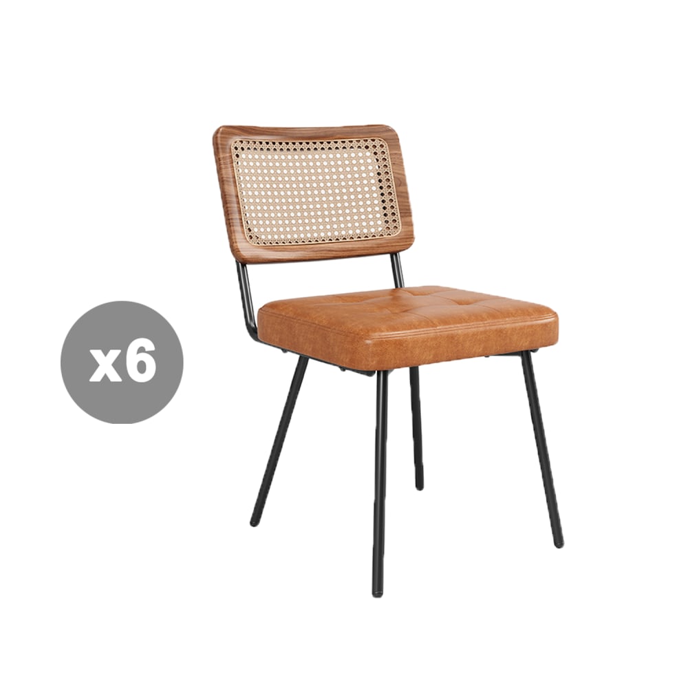 Lot de 6 chaises de salle à manger avec dossier en rotin Lot de 6 chaises de salle à manger avec dossier en rotin