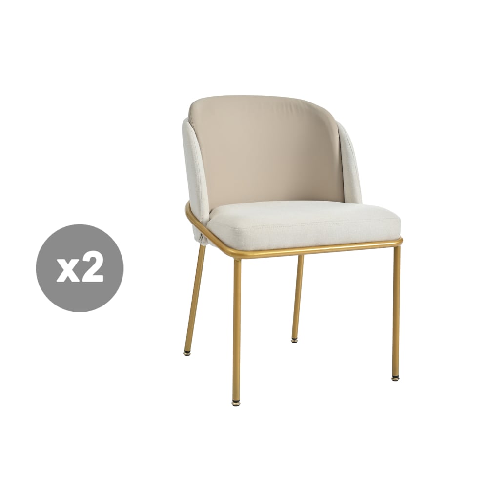 Lot de 2 chaises avec dossier et assise épais, pieds métal chromé Lot de 2 chaises avec dossier et assise épais, pieds métal chromé
