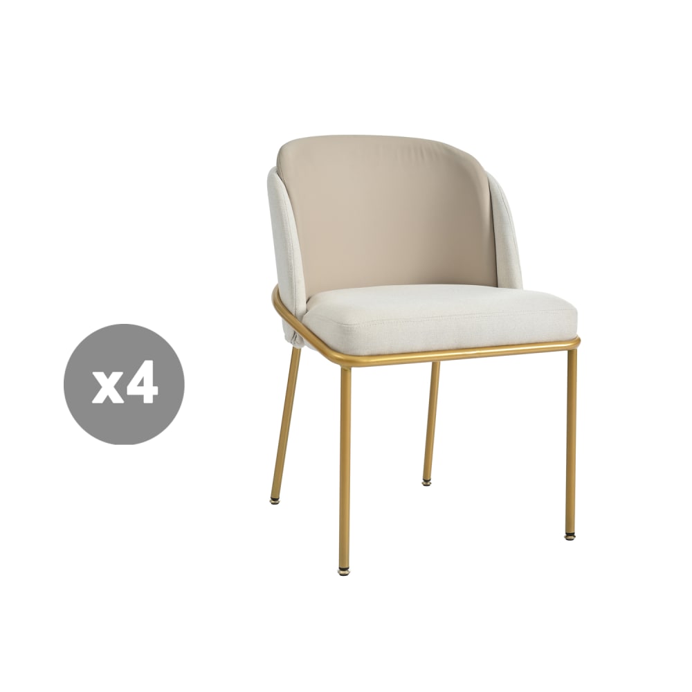 Lot de 4 chaises avec dossier et assise épais, pieds métal chromé Lot de 4 chaises avec dossier et assise épais, pieds métal chromé