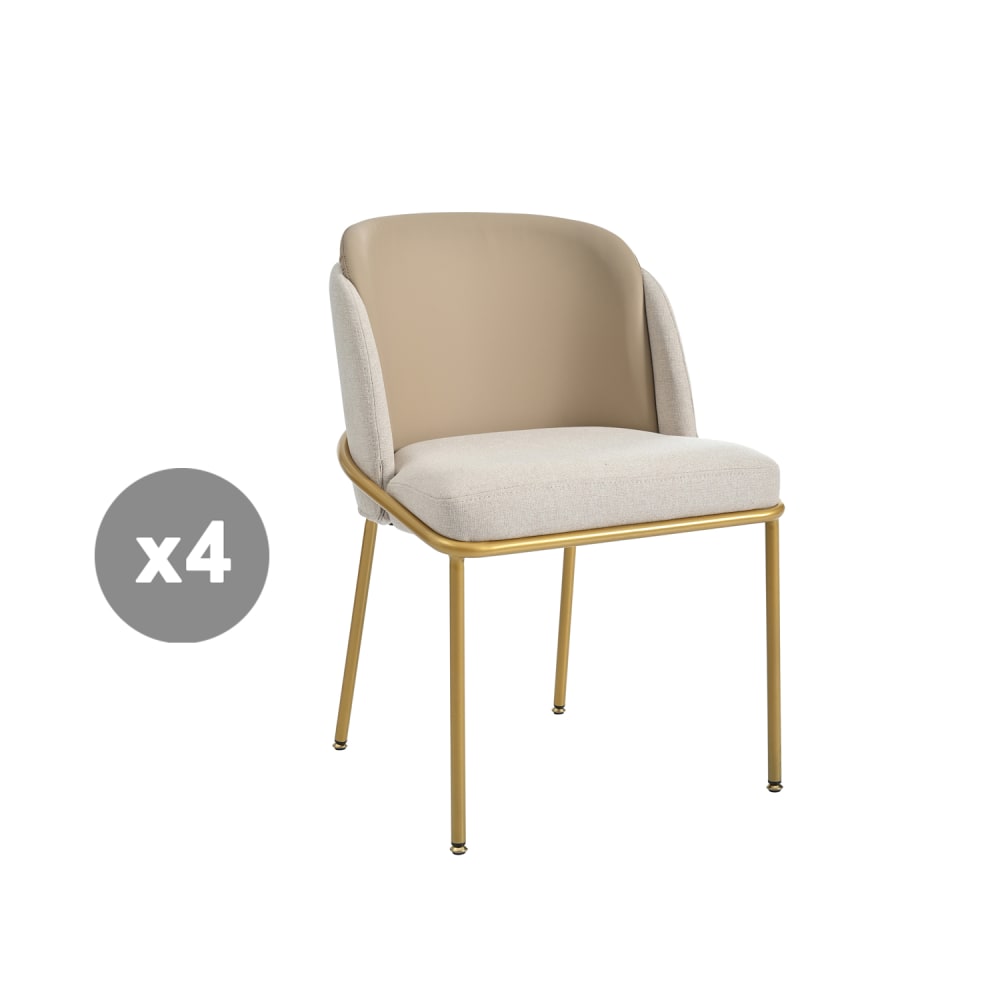 Meubles Cosy 4er-Set Stühle mit dicker Rückenlehne und Sitz verchromte Metallfüße style modern Mehrfarbig Metall