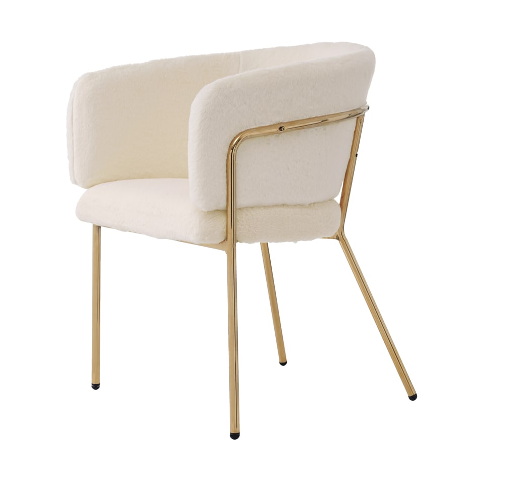 Chaise salle à manger confortable fourrure, rembourrée, beige