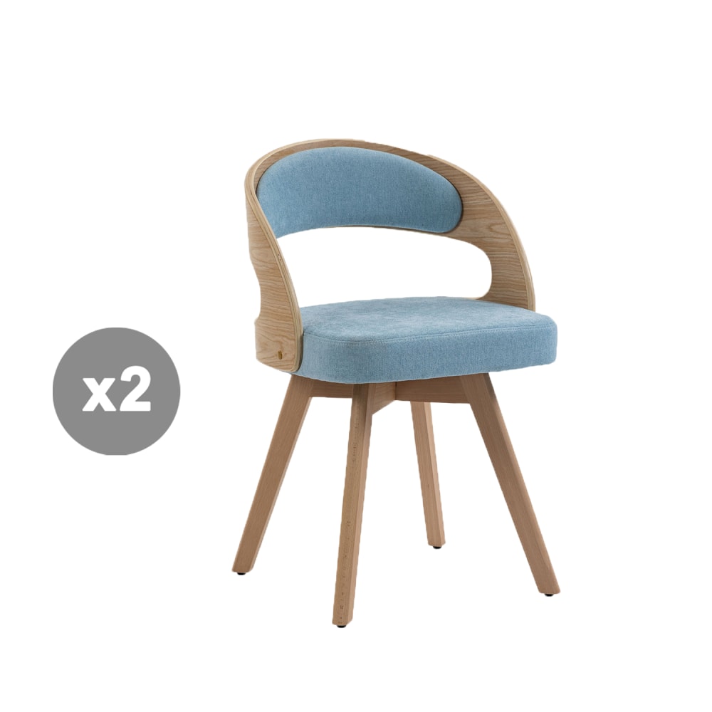 Meubles Cosy 2er-Set 360°-Drehstühle mit Rückenlehne und Sitz, blau style modern - Leinen
