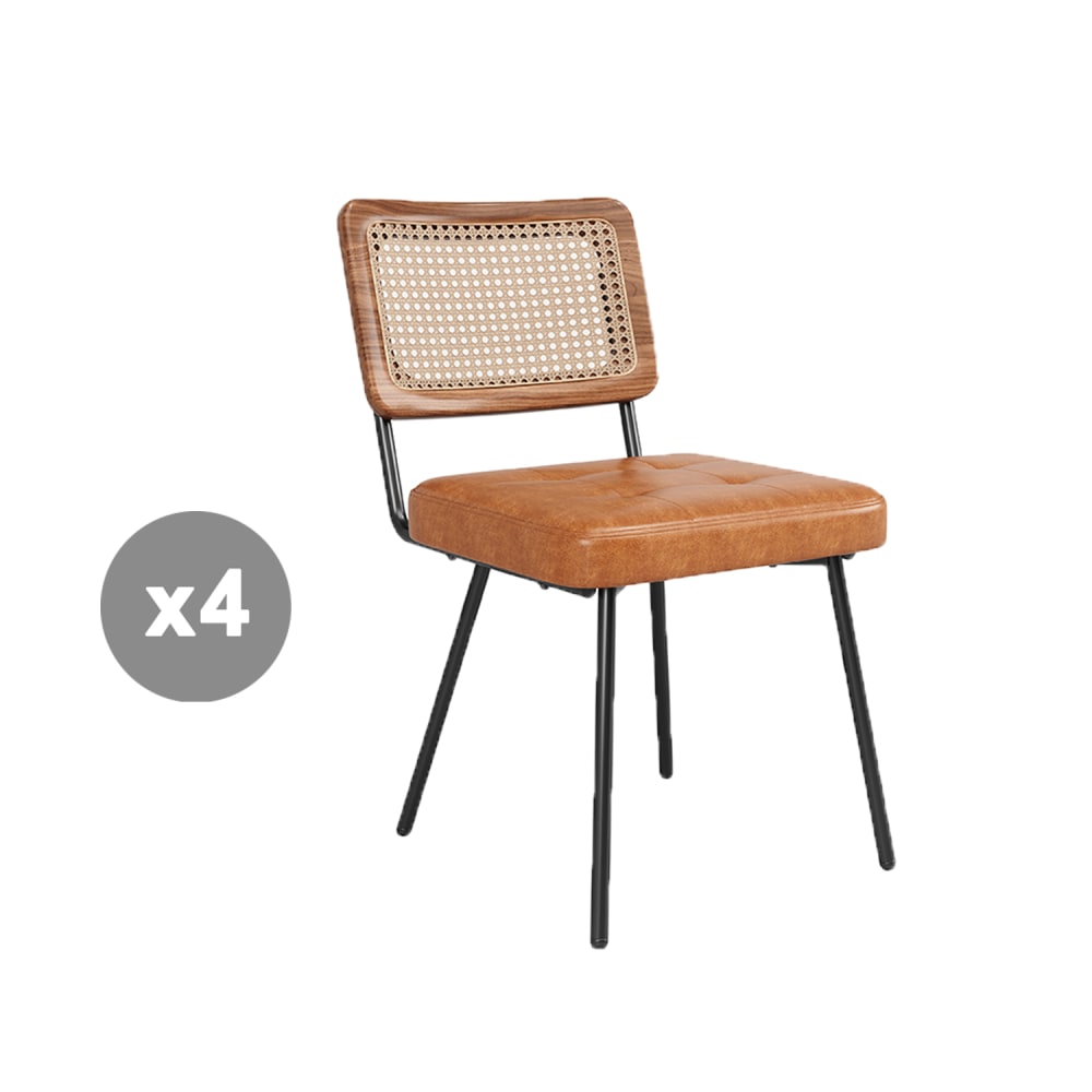Lot de 4 chaises de salle à manger avec dossier en rotin Lot de 4 chaises de salle à manger avec dossier en rotin