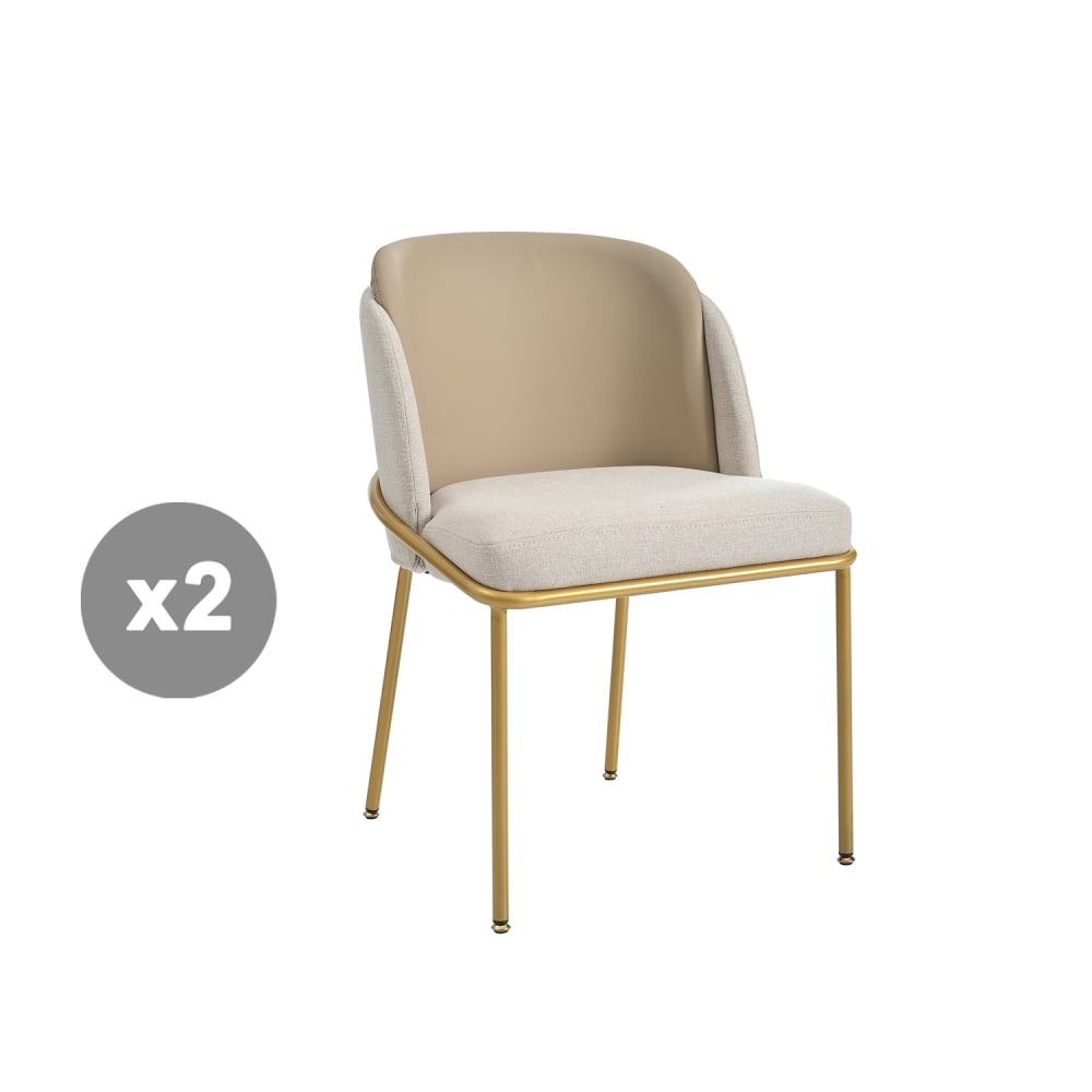 Meubles Cosy 2er-Set Stühle mit dicker Rückenlehne und Sitz verchromte Metallfüße style modern Mehrfarbig Metall