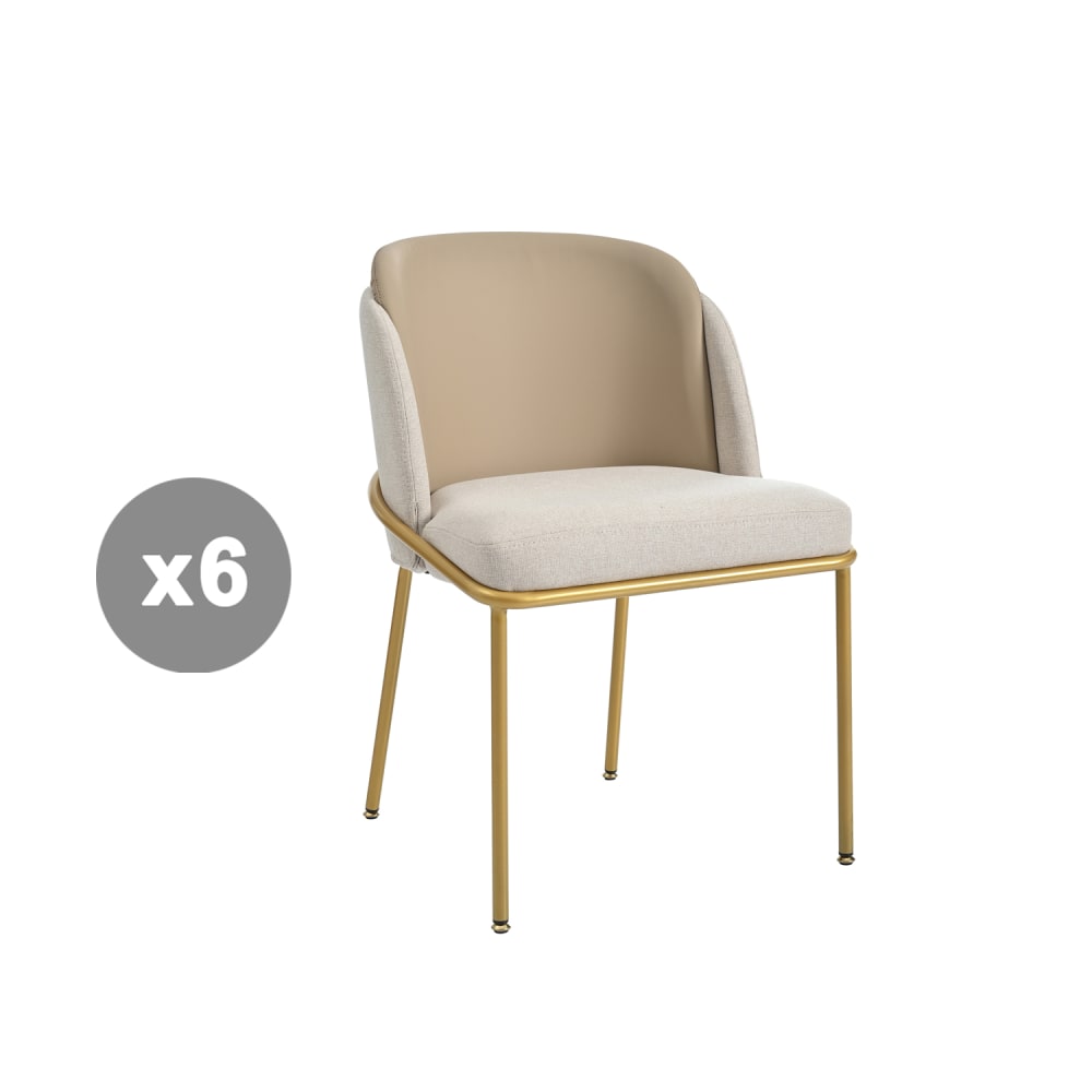 Lot de 6 chaises avec dossier et assise épais, pieds métal chromé Lot de 6 chaises avec dossier et assise épais, pieds métal chromé