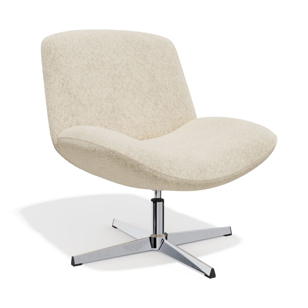 Fauteuil pivotant en velours texturé crème