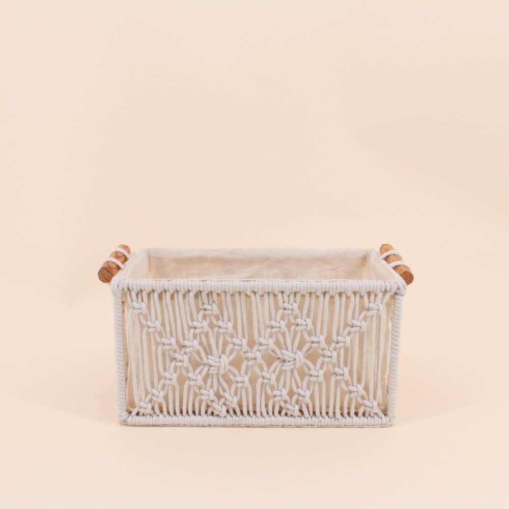 Set de 2 paniers déco tissu macramé — vue 4