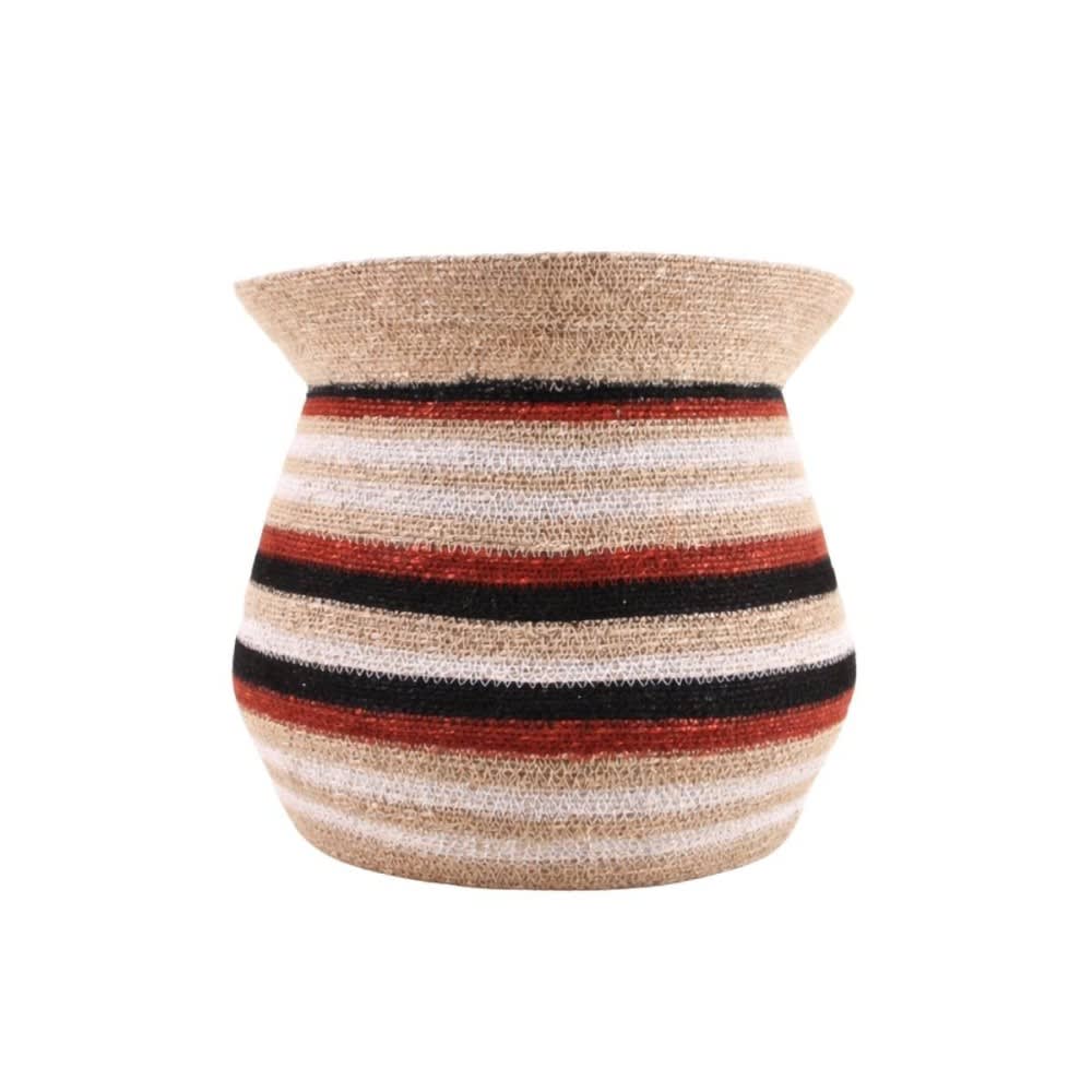 Panier amphore rayé marron, beige en herbes marines 36x34cm Panier amphore rayé marron, beige en herbes marines 36x34cm