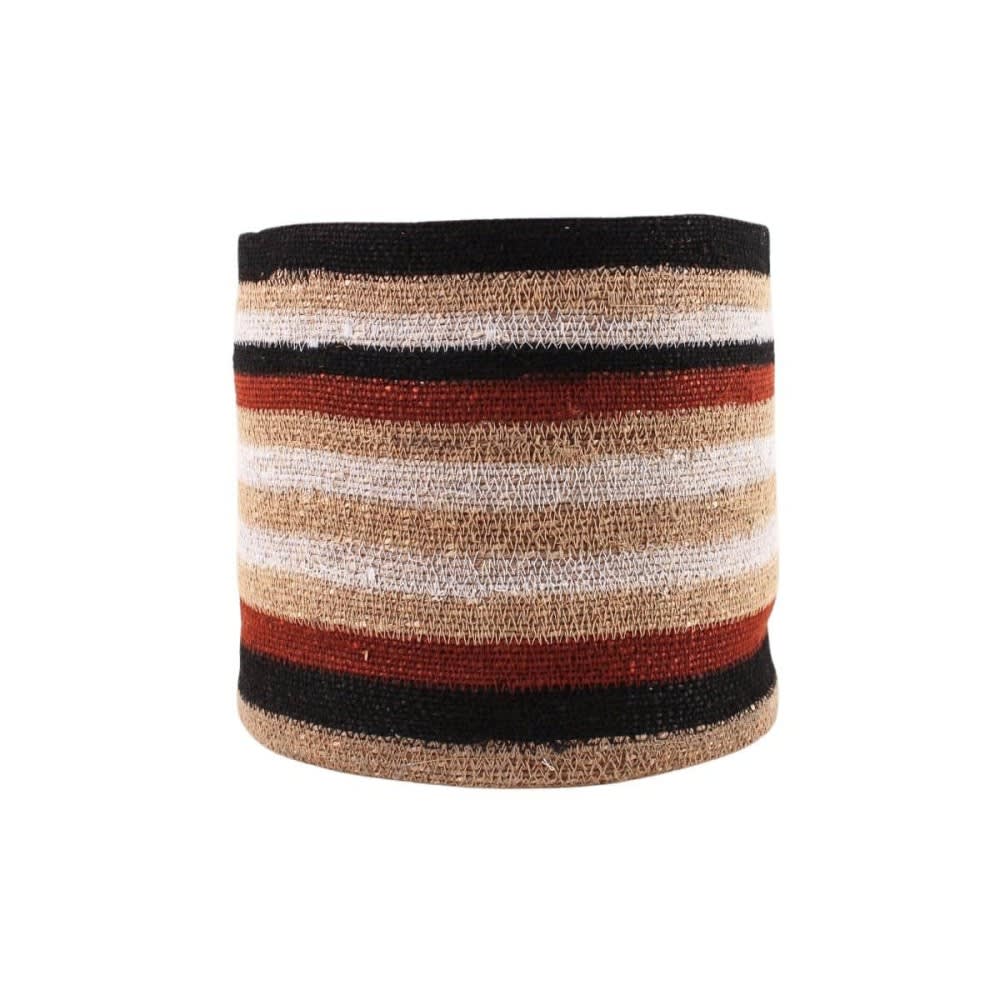 Panier rayé beige, marron en herbes marines 33x30cm Panier rayé beige, marron en herbes marines 33x30cm