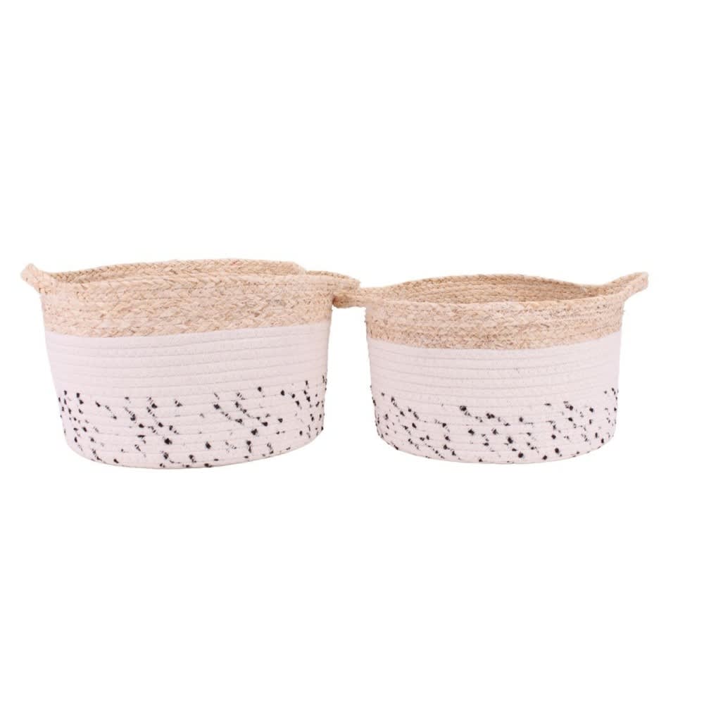 Lot de 2 paniers en corde et fibres naturelle