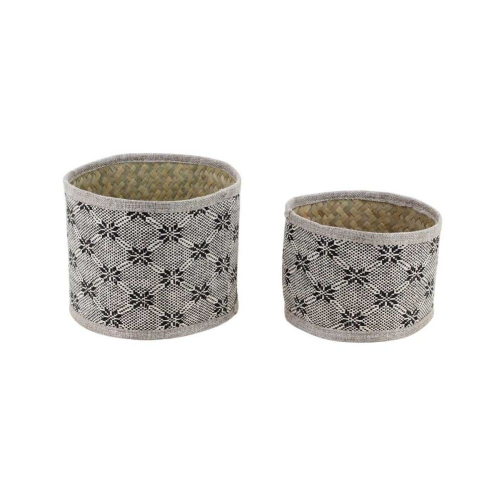 Set de 2 paniers beiges à motifs