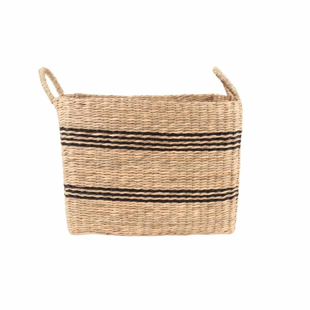 Panier rectangulaire en jonc de mer avec poignées 37x27cm