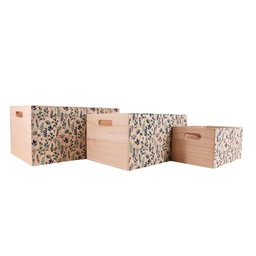 Set de 3 caisses fleuris en bois