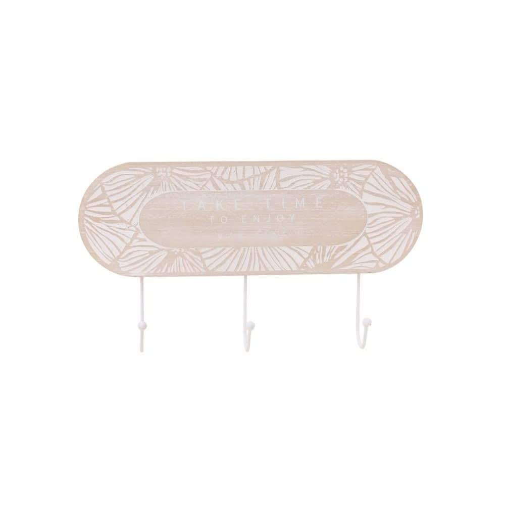 Porte manteau 3 têtes en bois et fer blanc Porte manteau 3 têtes en bois et fer blanc