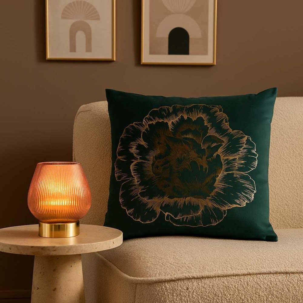 Lampe à poser à piles en verre strié rose 14x12cm — vue 3