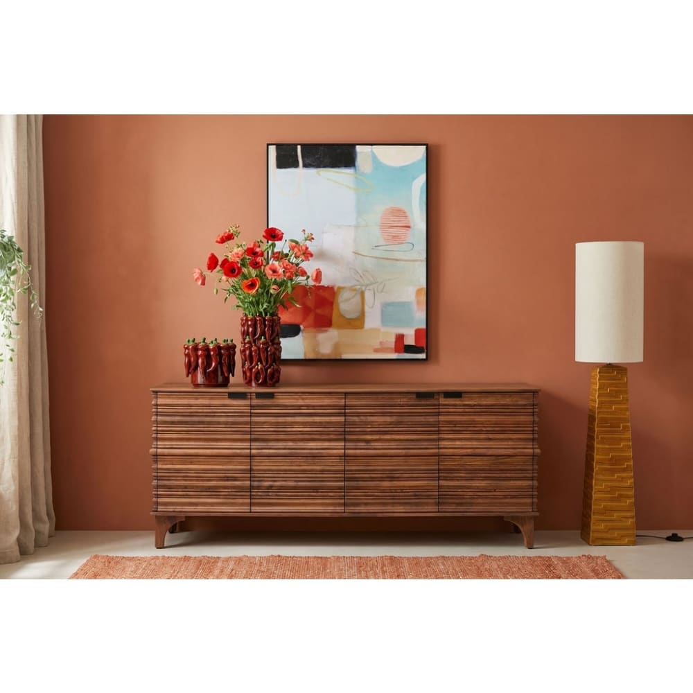 Lampadaire en grès orange et coton h124 — vue 3