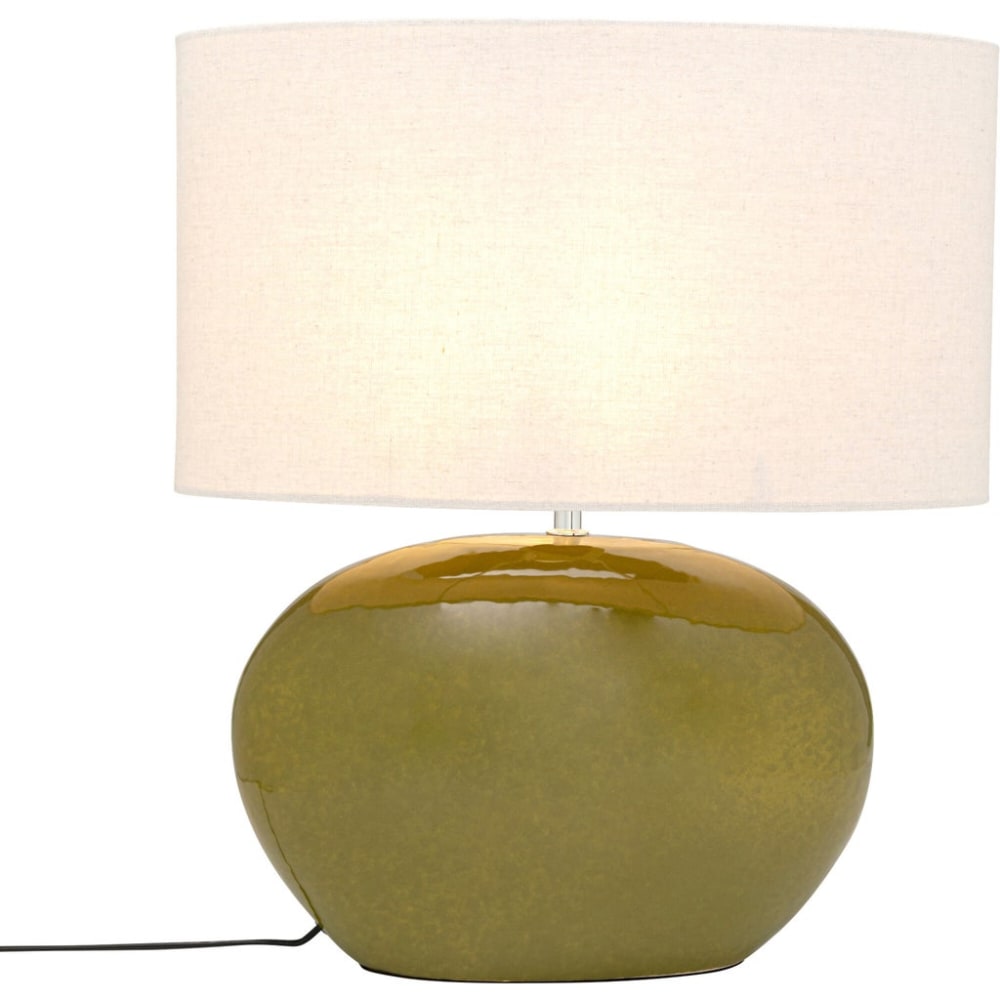 Kare Design Tischleuchte aus Baumwolle und Steinzeug, grün, H50cm style modern - Keramik
