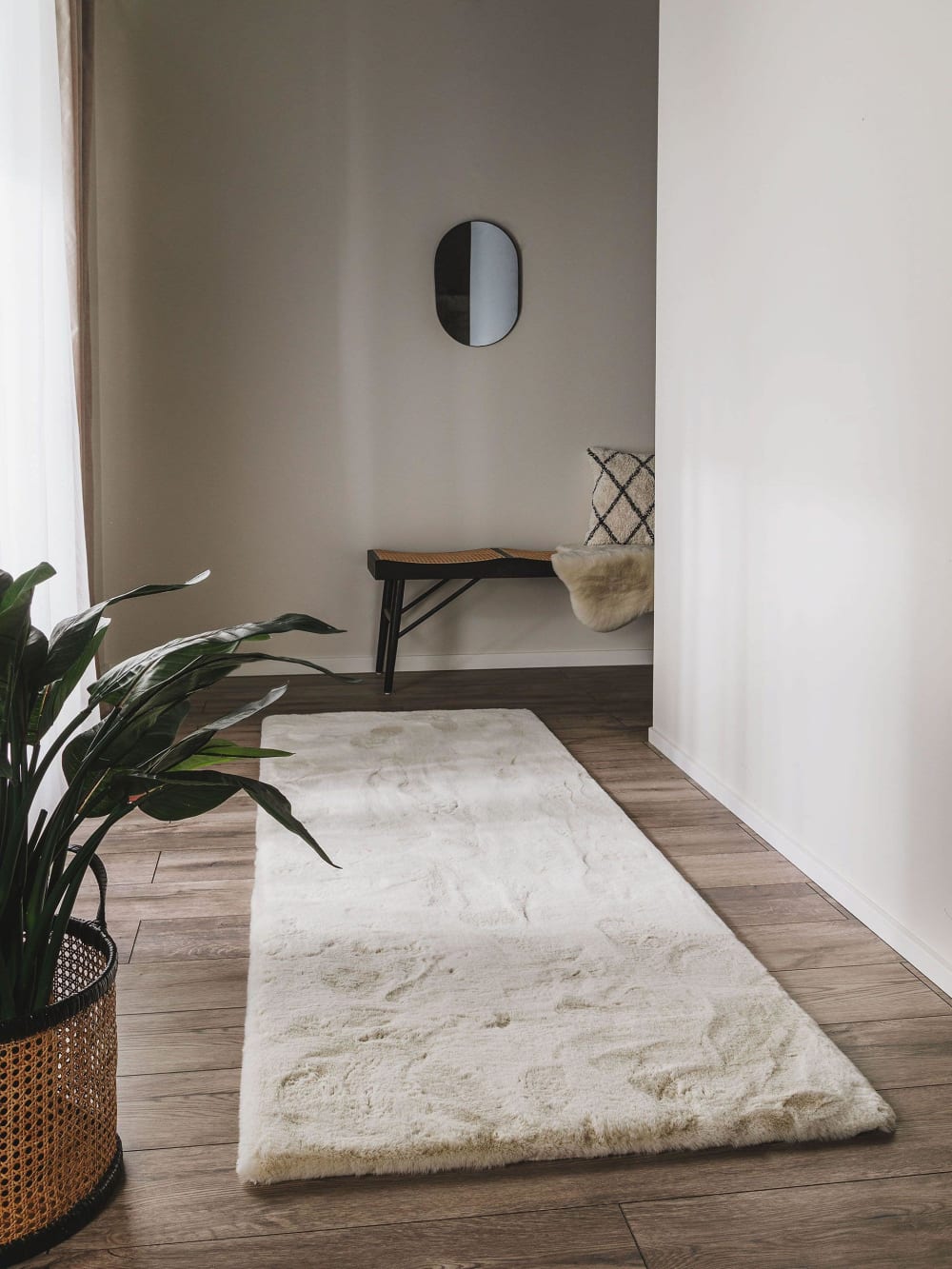 Tapis de fourrure crème 80x240 — vue 3