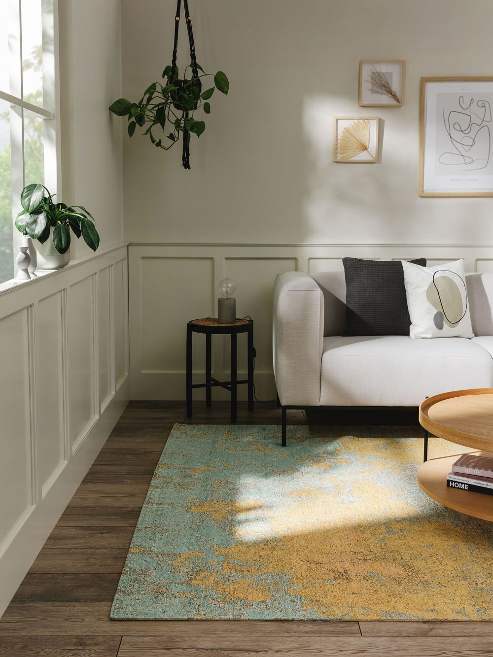 Tapis tissé à plat beige/bleu 80x165 — vue 3