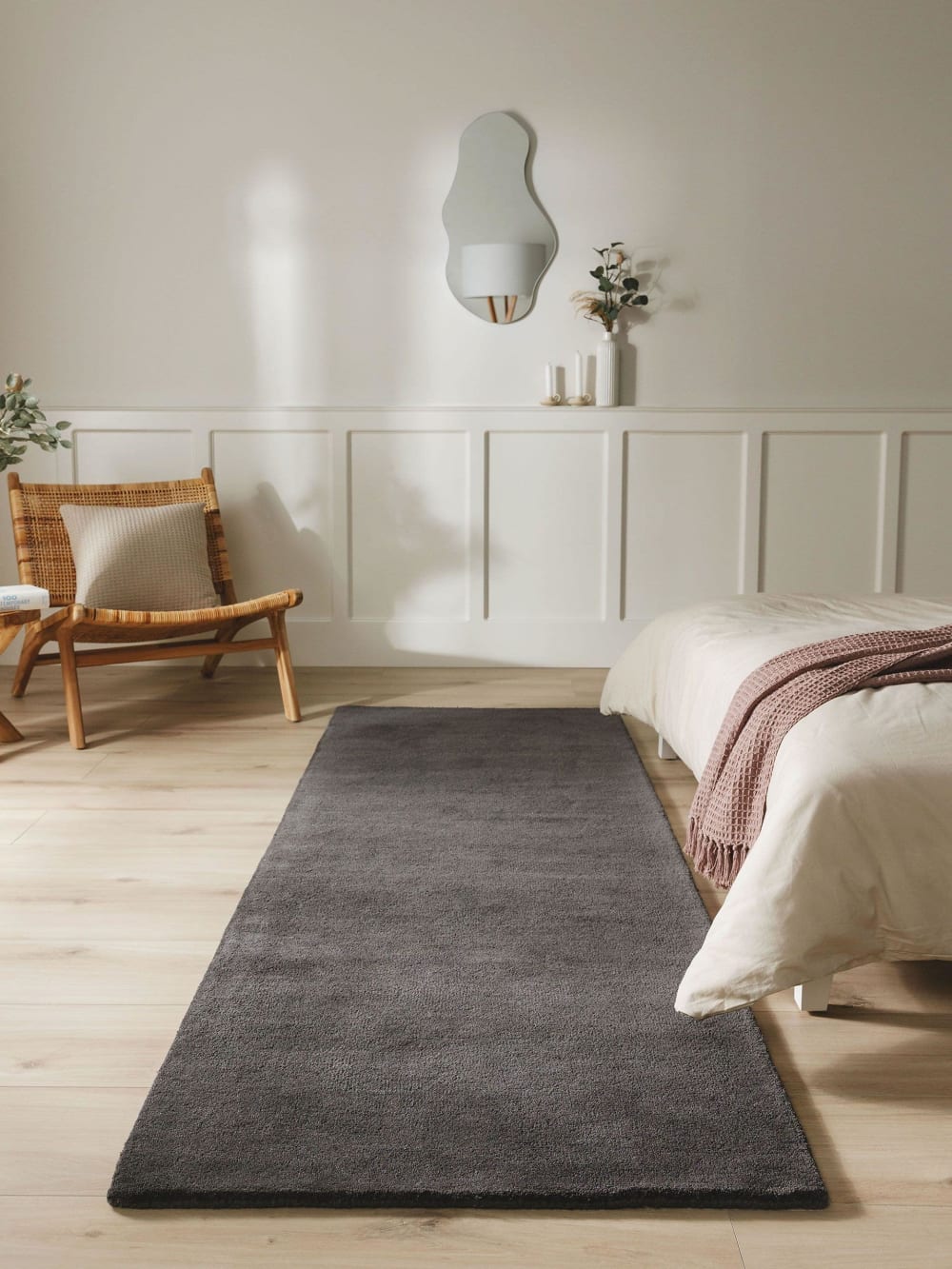 Tapis de couloir en laine anthracite 70x200 — vue 3