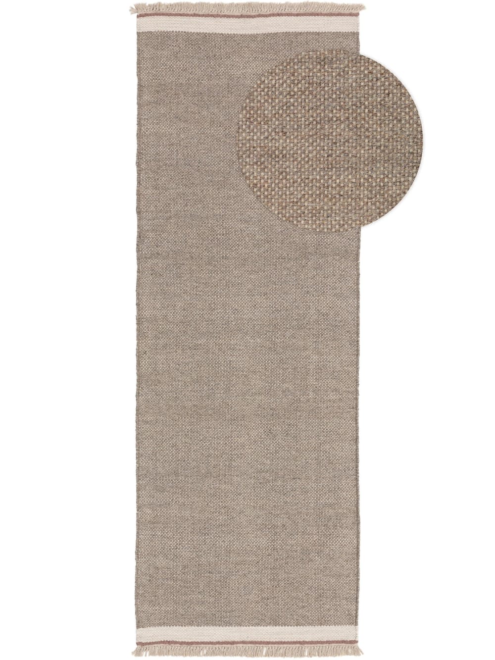 Tapis de couloir en laine gris 80x250